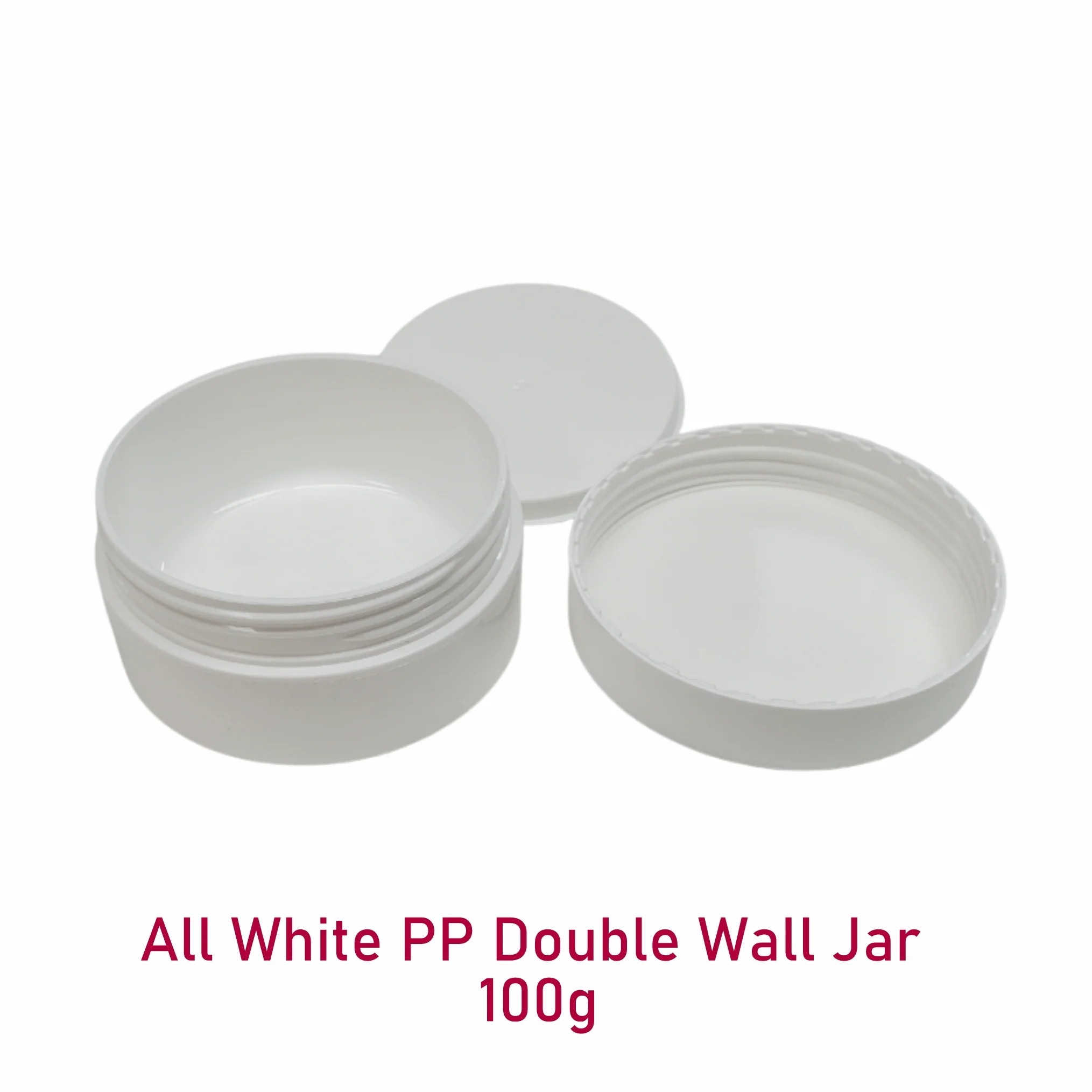 All White PP Double Wall Jar - 100g - Image 3