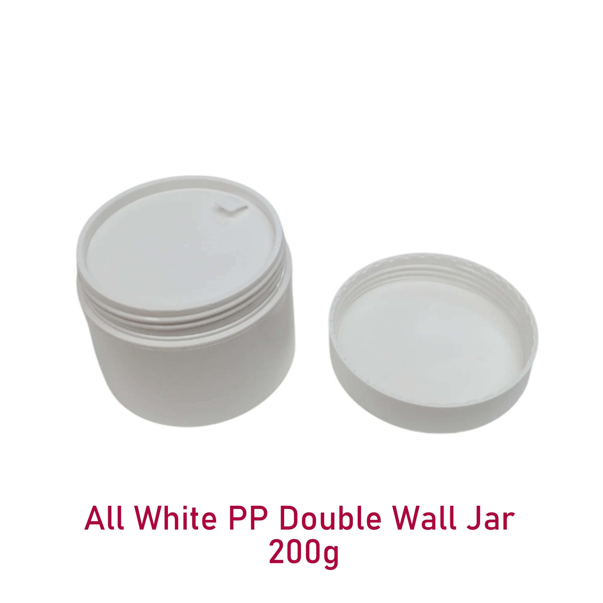 All White PP Double Wall Jar - 200g - Image 2
