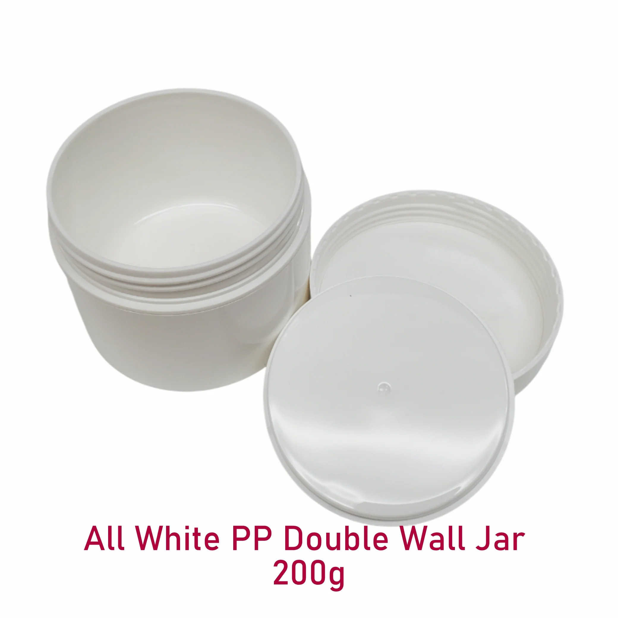 All White PP Double Wall Jar - 200g - Image 3