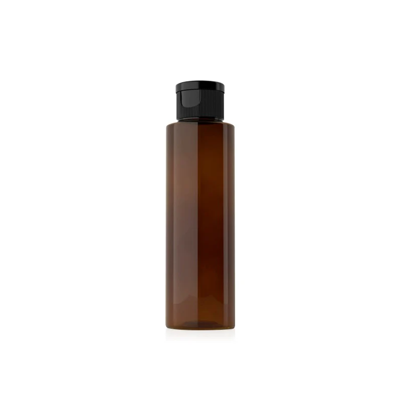 Amber Slim Bottle with Black Flip Cap - 100ml