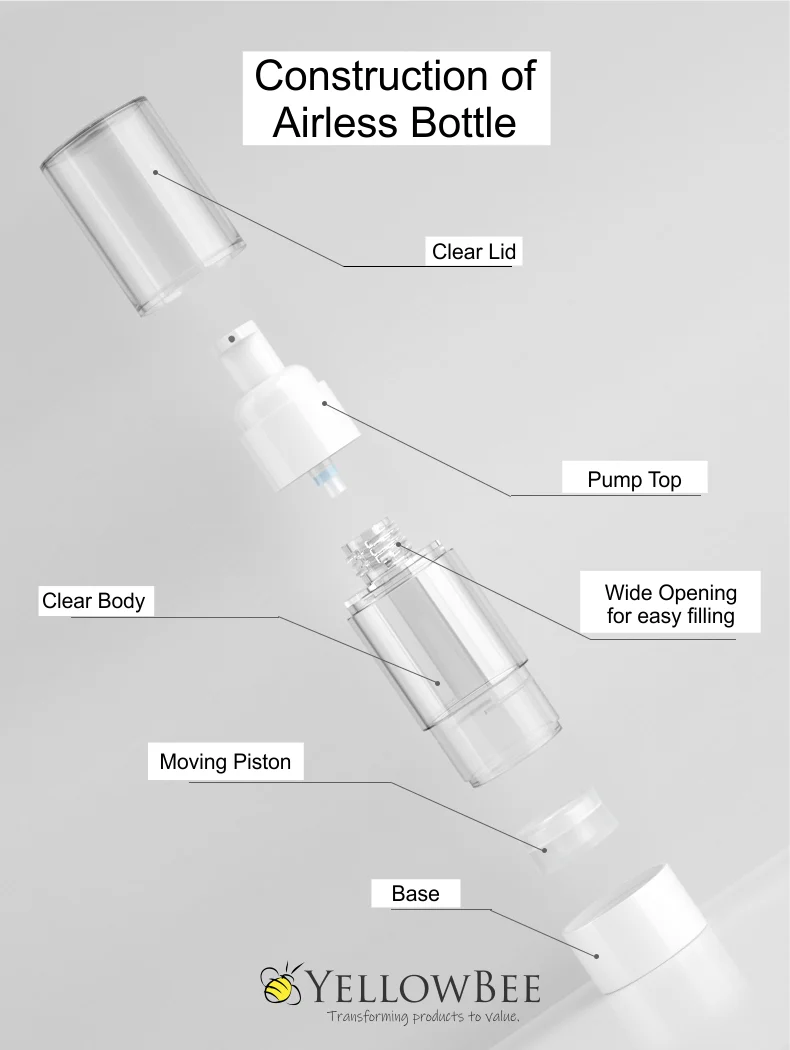 Clear Airless PUMP Bottle - 100ml / 3.38oz (Reusable) - Image 3