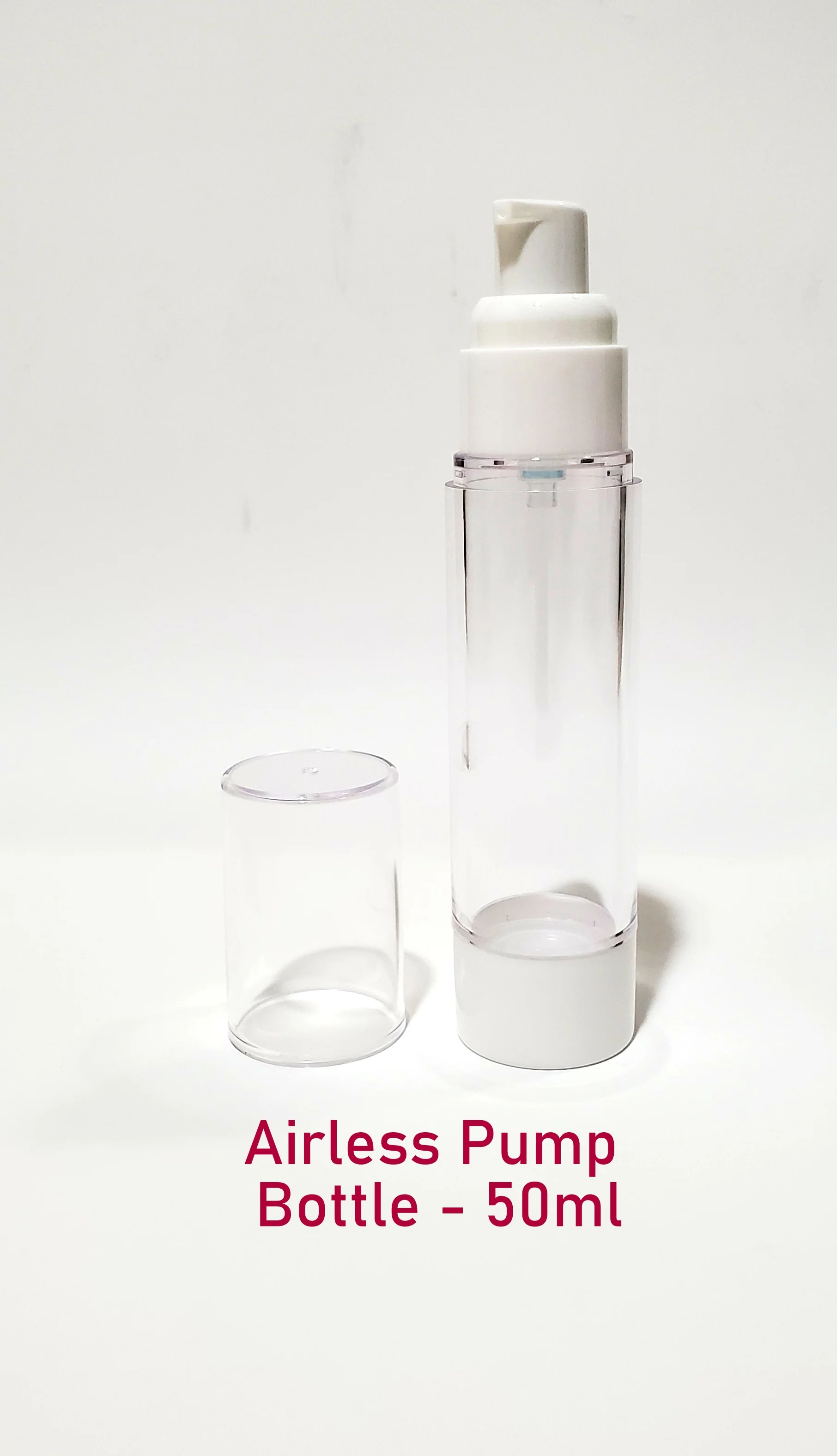 Clear Airless PUMP Bottle - 50ml (Reusable) (Discount - Case of 80pcs) - Image 3