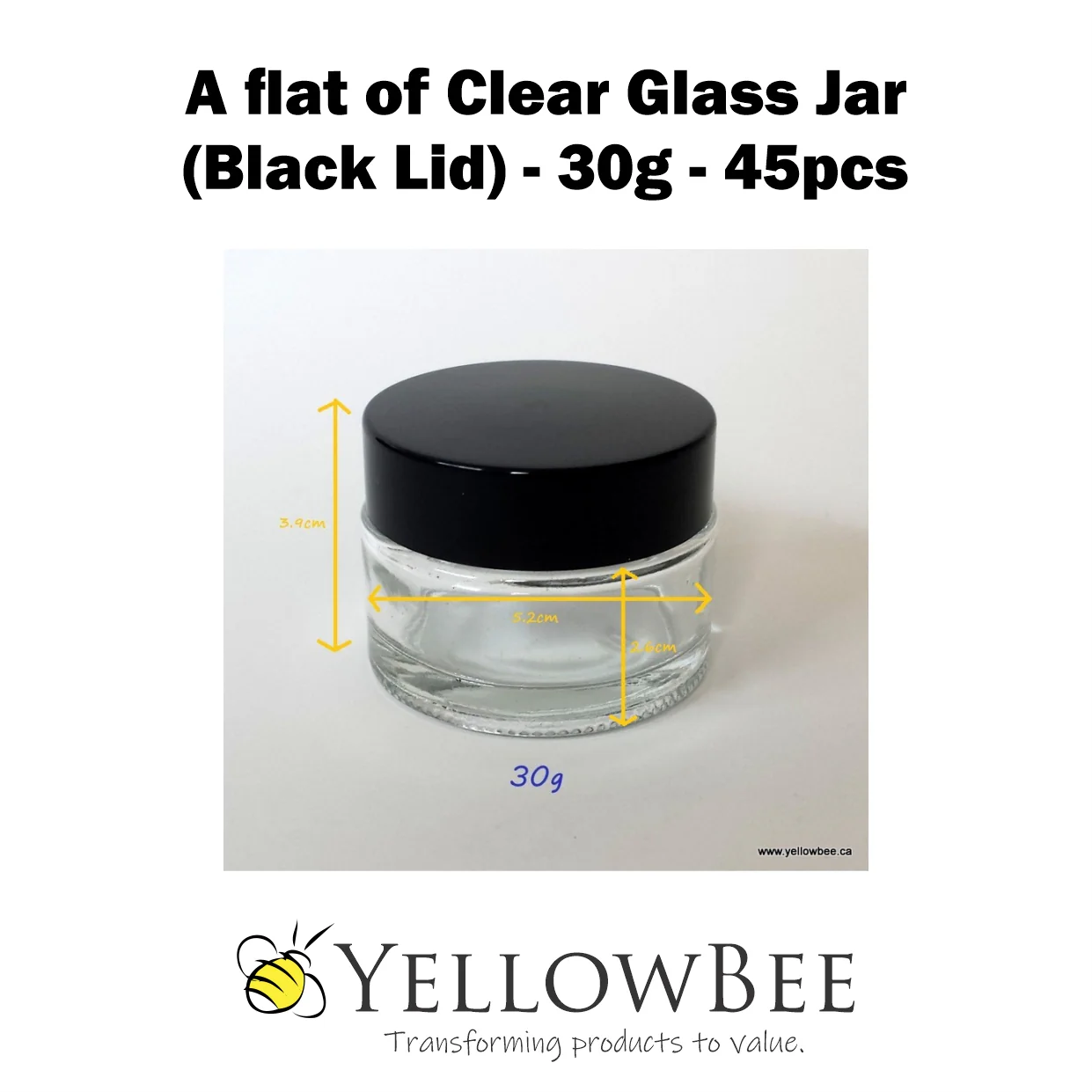 Clear Glass Jar (Black Lid) - 30g / 1oz - Image 4