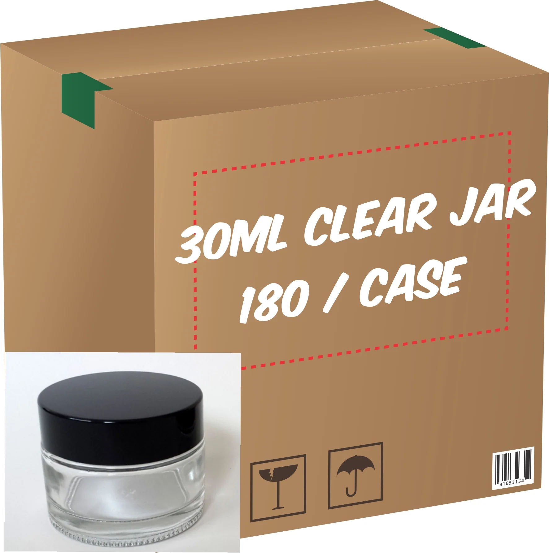 Clear Glass Jar (Black Lid) - 30g / 1oz - Image 5