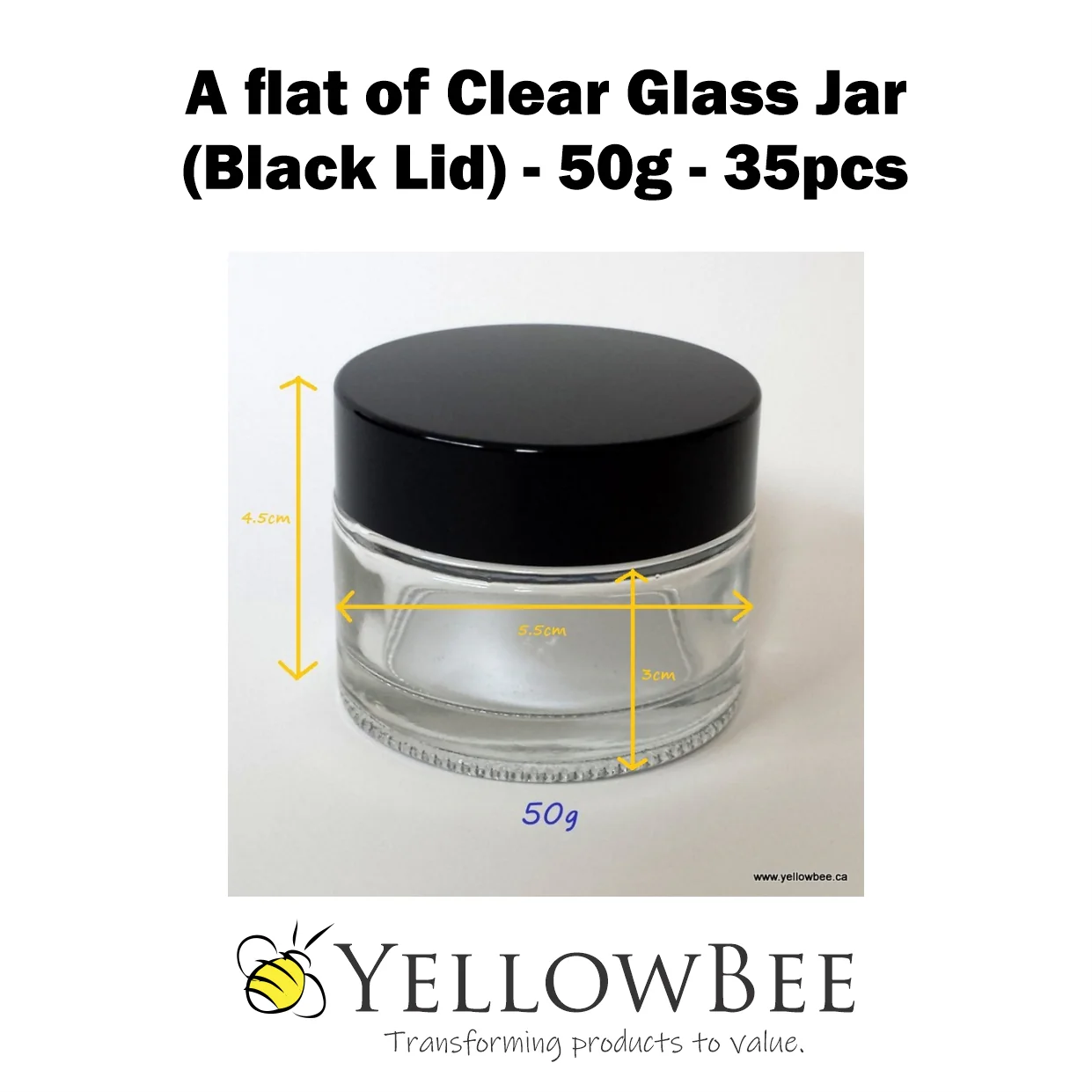 Clear Glass Jar (Black Lid) - 50g / 1.8oz - Image 4