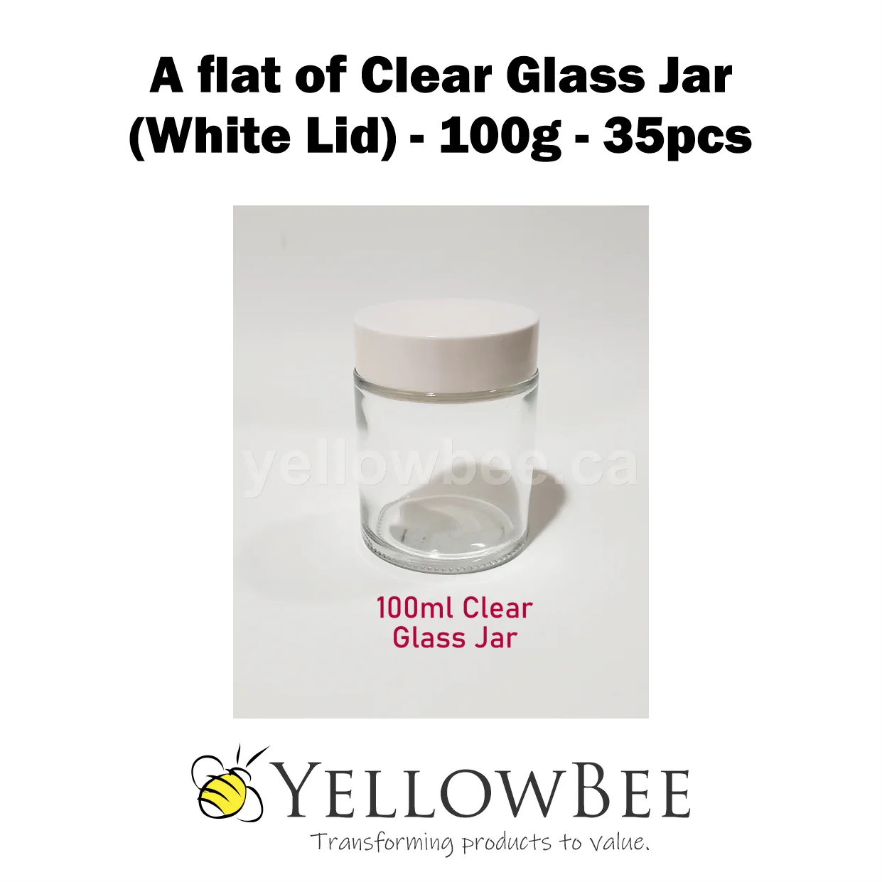 Clear Glass Jar (White Lid) - 100g - Image 3