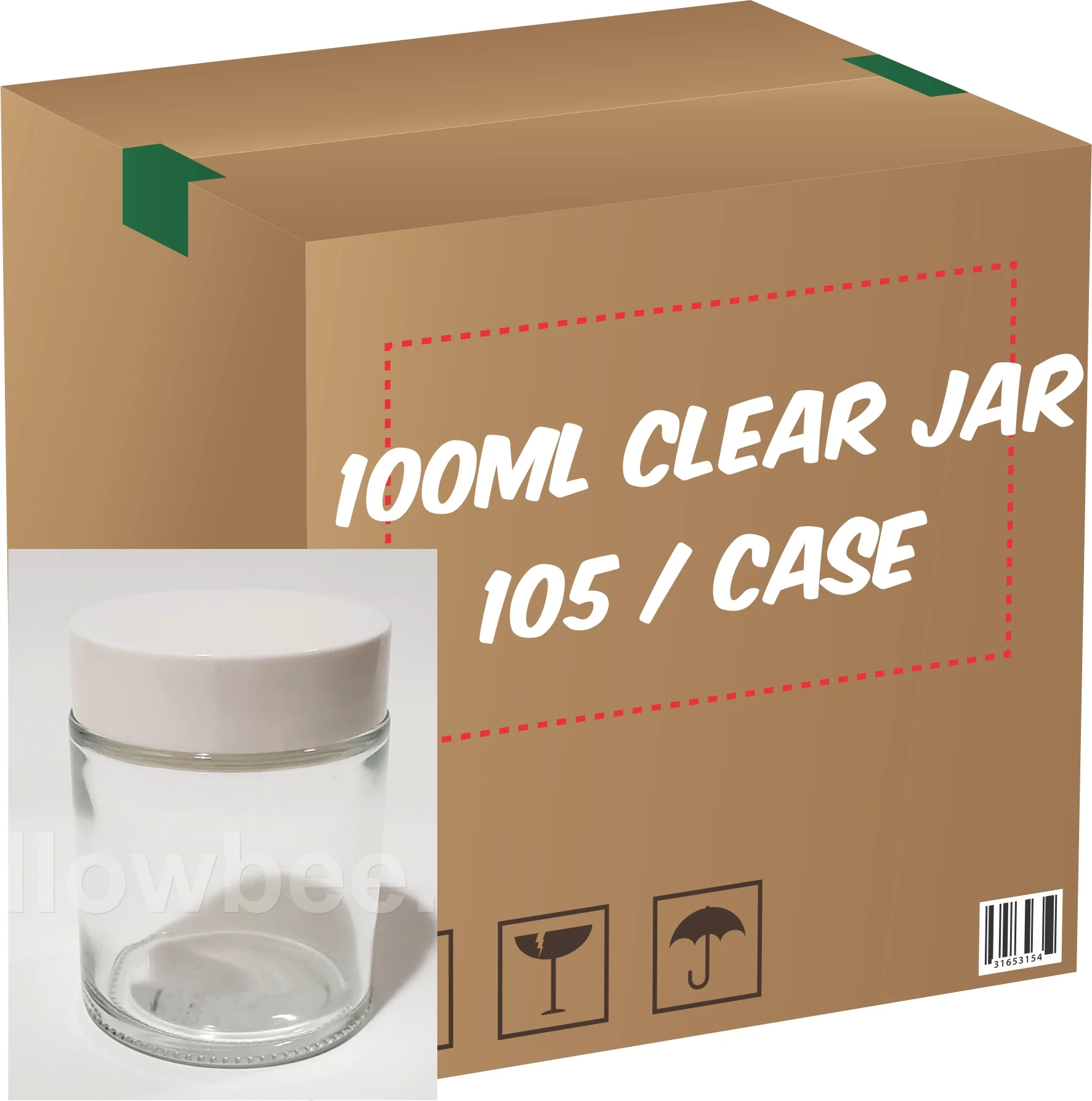Clear Glass Jar (White Lid) - 100g - Image 4