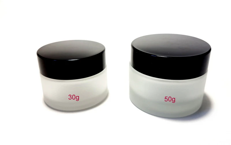 Frosted Glass Jar (Black Lid) - 30g / 1oz - Image 3