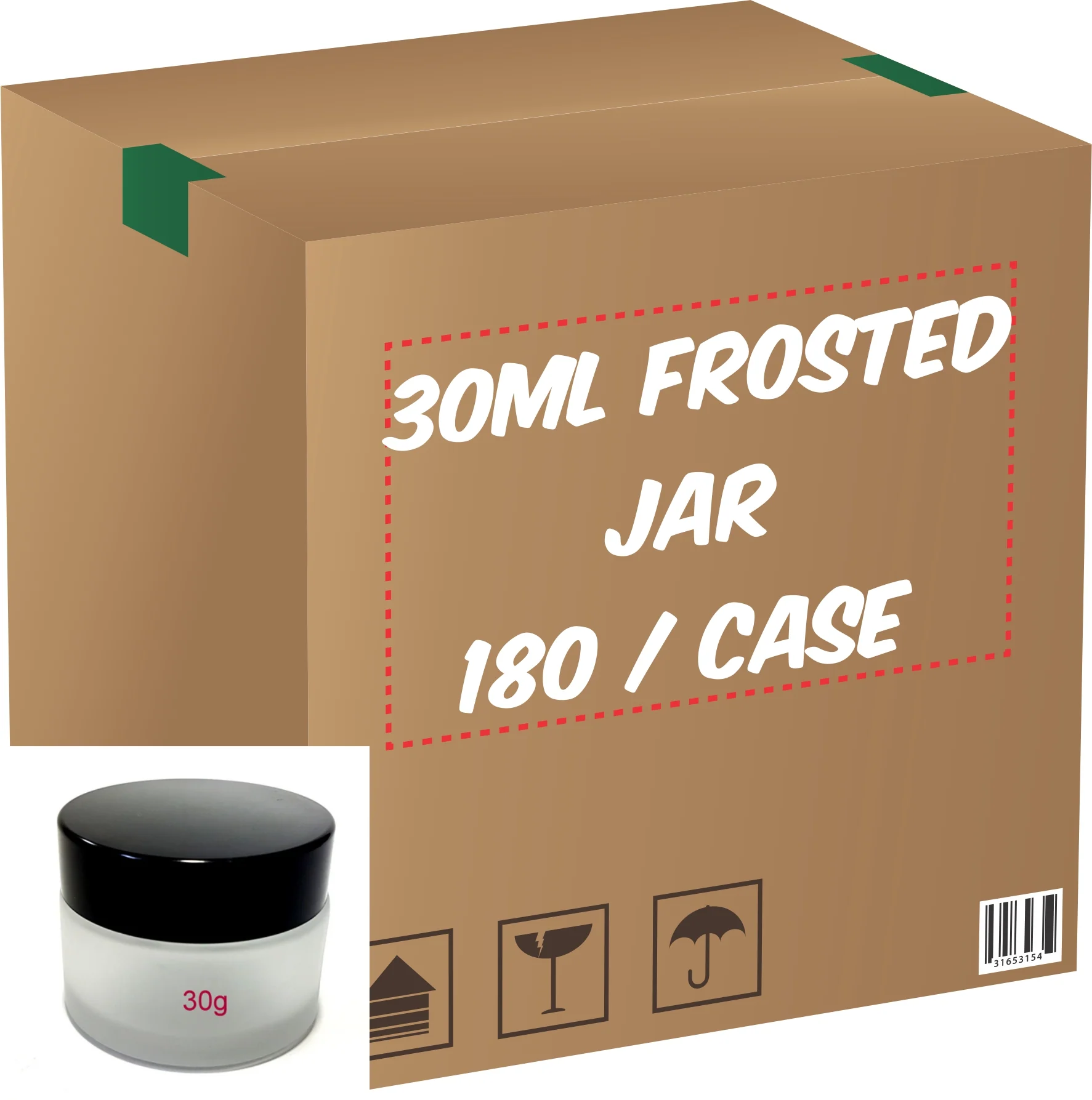 Frosted Glass Jar (Black Lid) - 30g / 1oz - Image 5