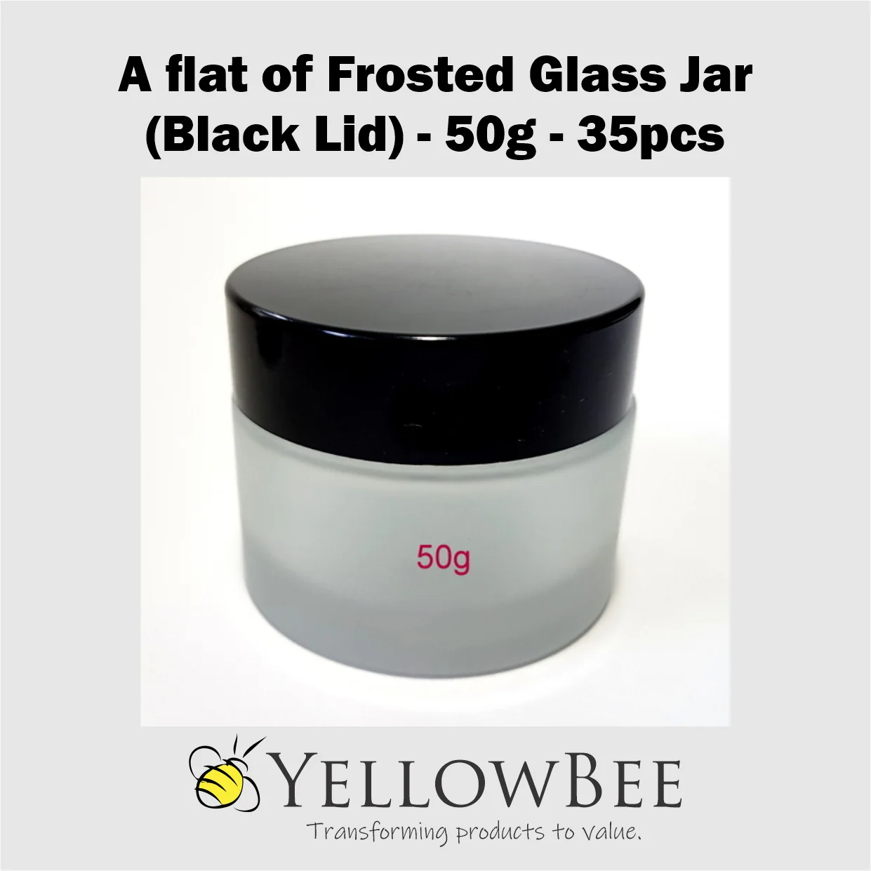 Frosted Glass Jar (Black Lid) - 50g / 1.8oz - Image 4