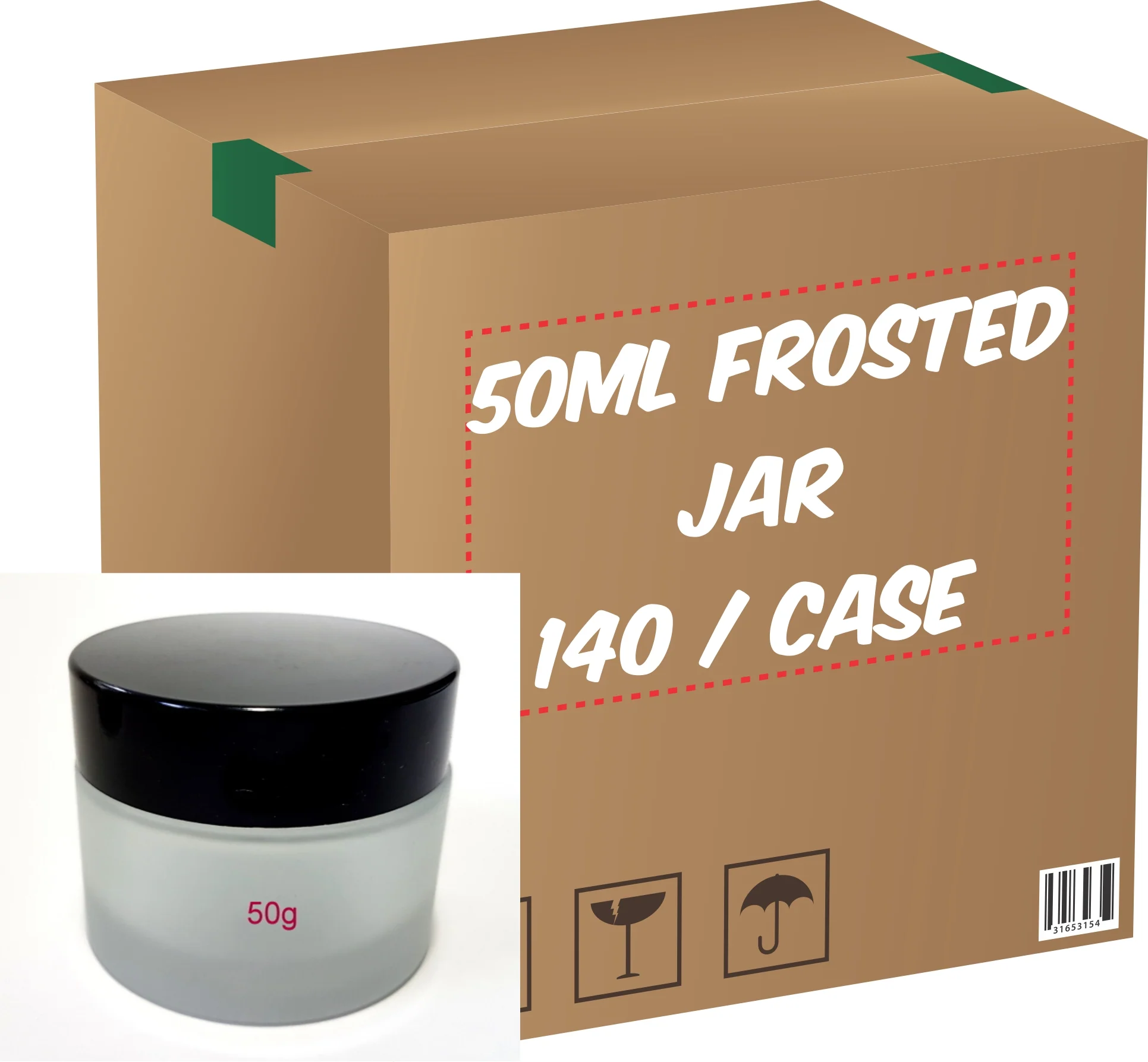Frosted Glass Jar (Black Lid) - 50g / 1.8oz - Image 5