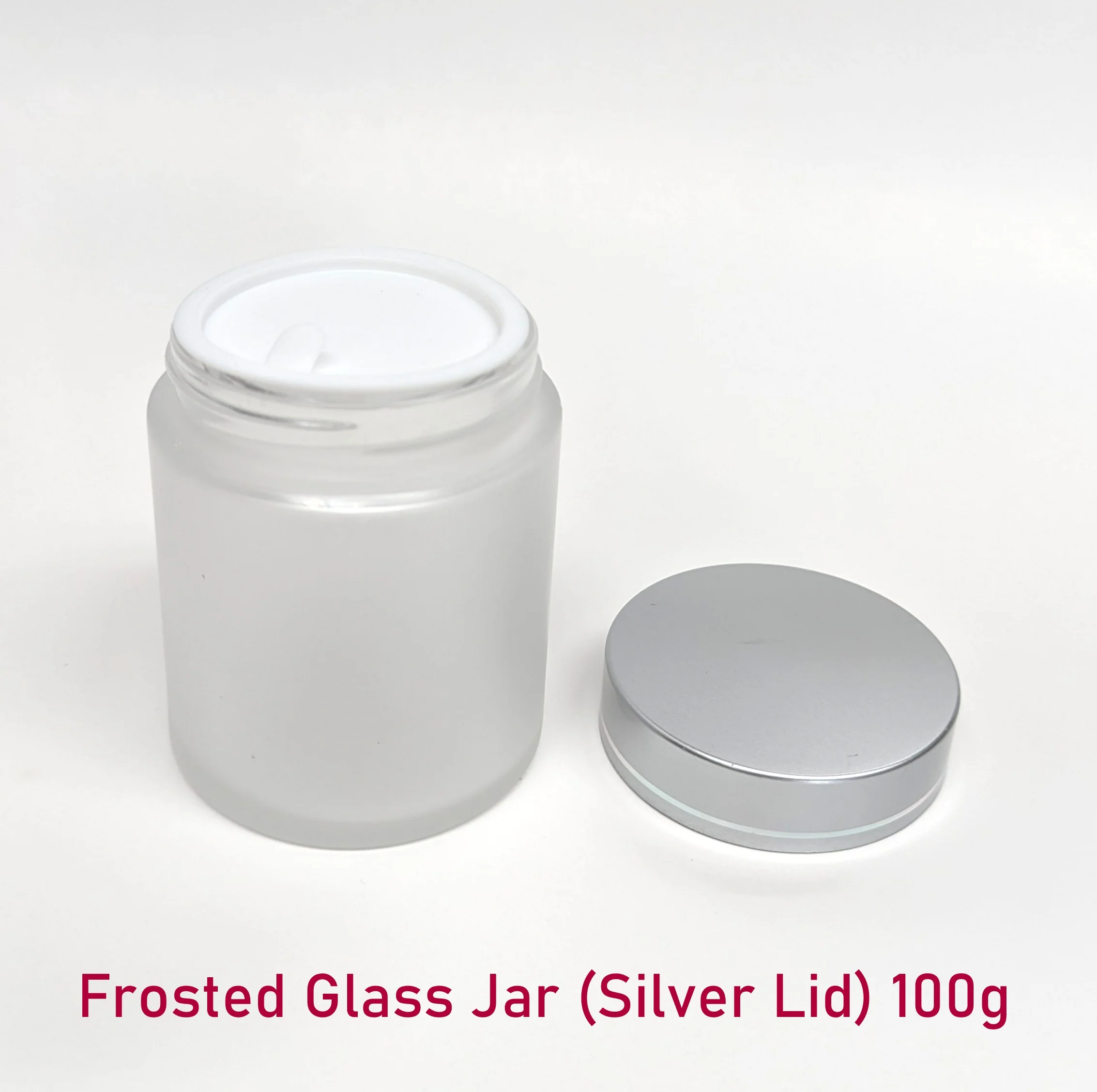 Frosted Glass Jar (Silver Lid) - 100g - Image 2
