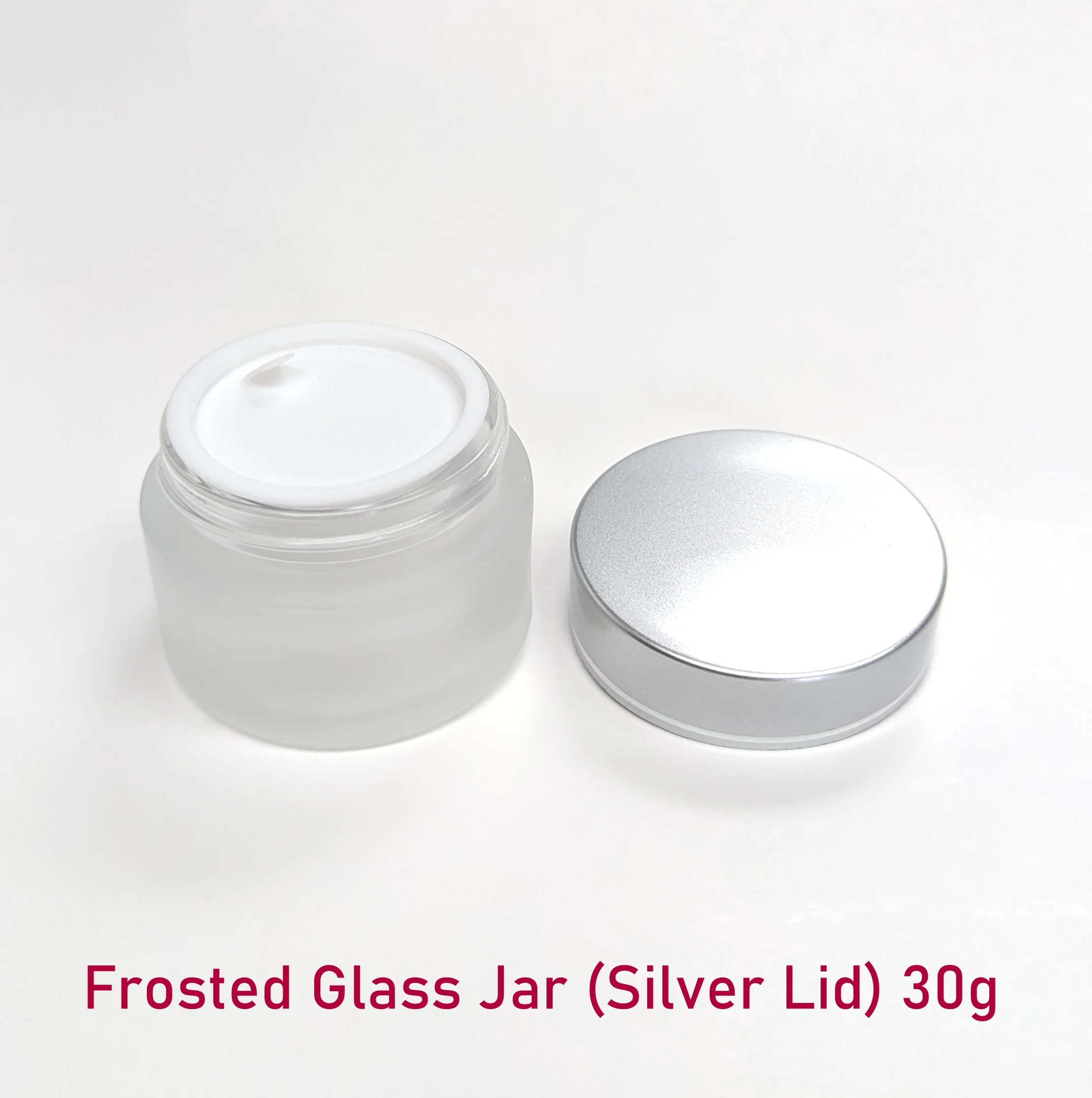 Frosted Glass Jar (Silver Lid) - 30g / 1oz - Image 2