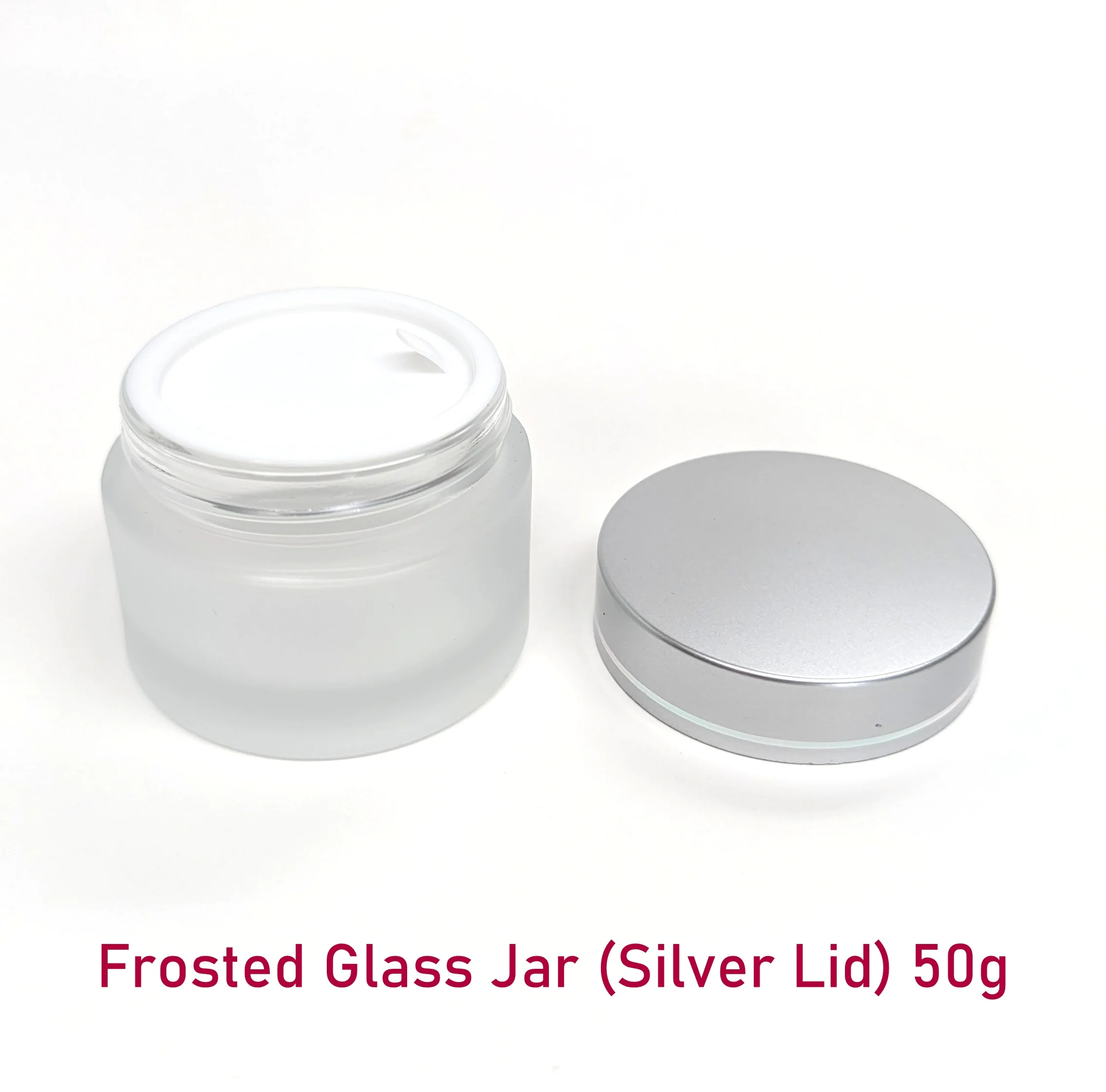 Frosted Glass Jar (Silver Lid) - 50g / 1.8oz - Image 2