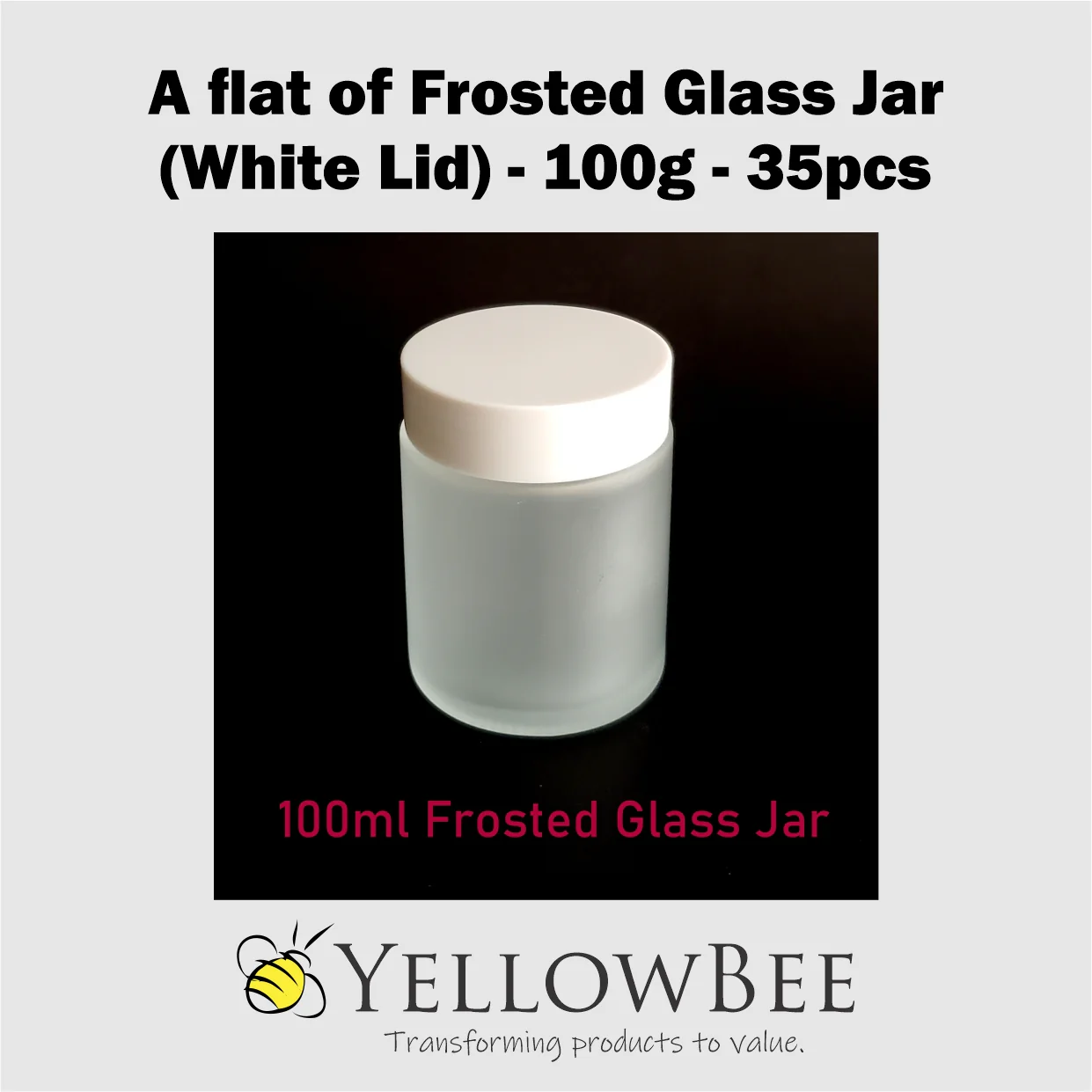 Frosted Glass Jar (White Lid) - 100g - Image 3