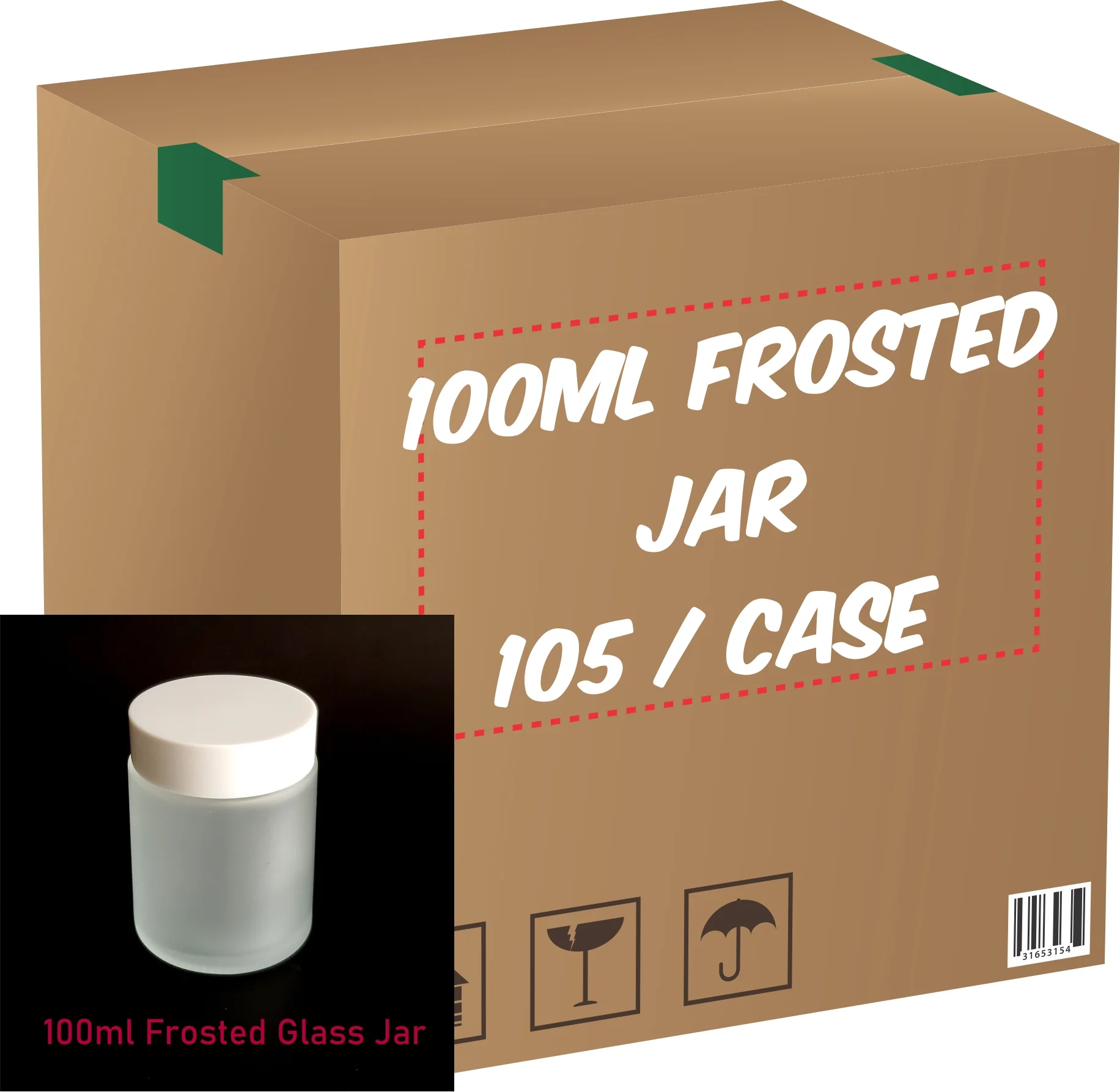 Frosted Glass Jar (White Lid) - 100g - Image 4